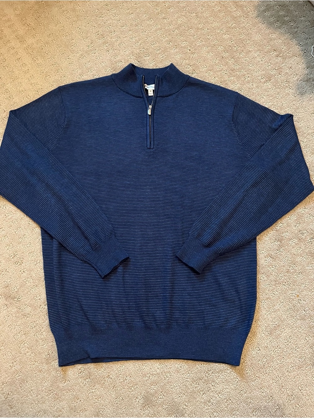 Peter Millar Navy Ribbed Half-Zip Sweater